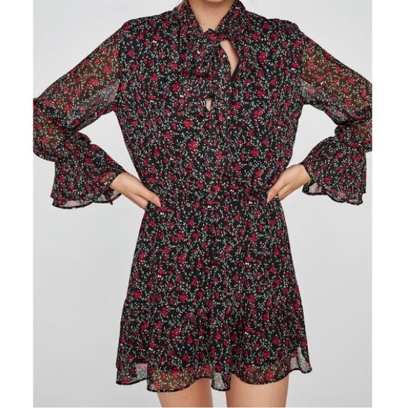 NWOT | Zara | Floral Ruffle Dress | Size XS - Picture 3 of 12